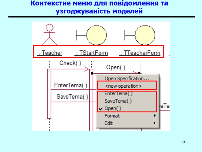 19 Контекстне меню для повідомлення та узгоджуваність моделей